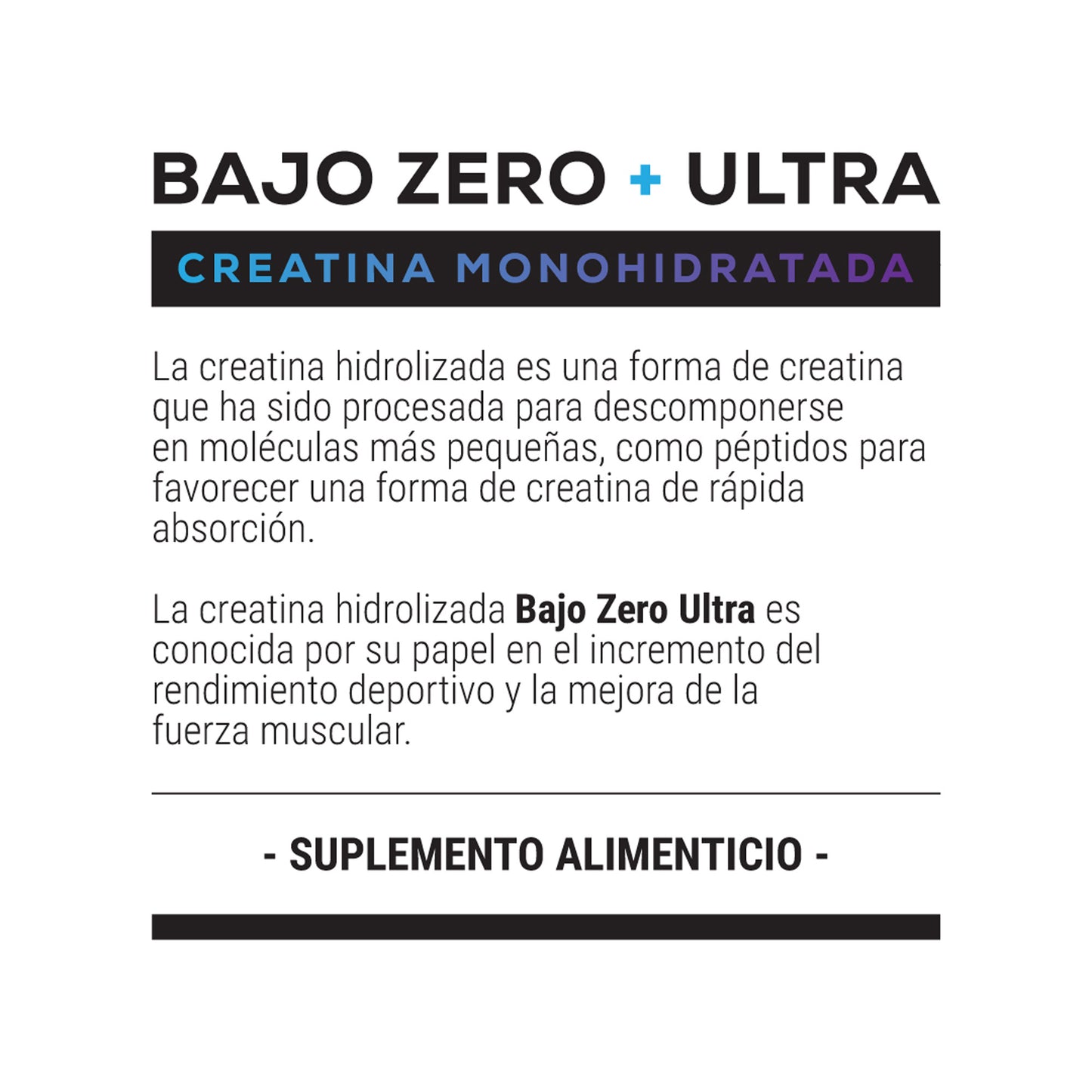 Bajo Zero Ultra. Creatina (500 grs)