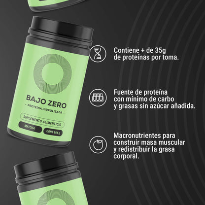 Proteína Bajo Zero. Sabor a matcha, sin azúcar añadida  (864 grs)